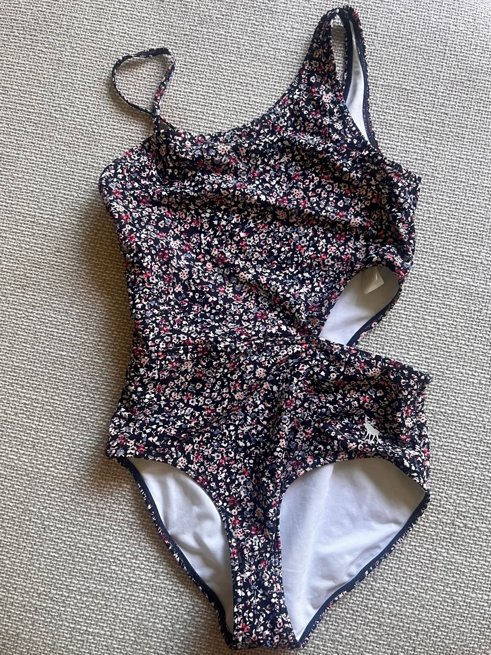 Girl’s 13-14 Abercrombie & Fitch Navy One-Piece Swimsuit with cut out - floral